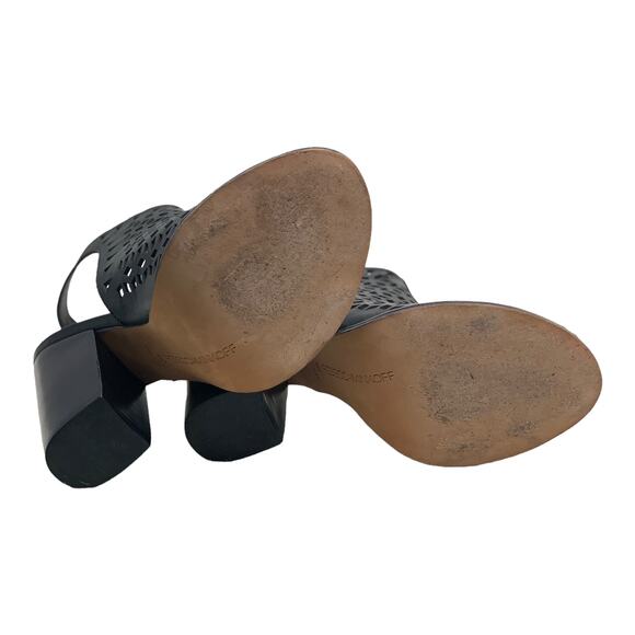 Rebecca Minkoff Black Leather Peep Toes Slingback Heel Sandal size 8M - Picture 4 of 11